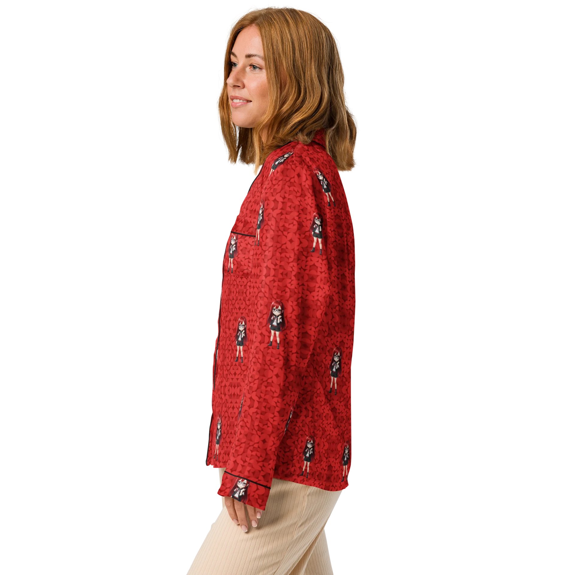 (Red CHIBI) K Women's Long Sleeve Pajama Top product image (4)