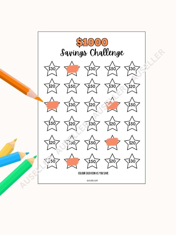 $1000 Savings Challenge Printable Page product image (2)