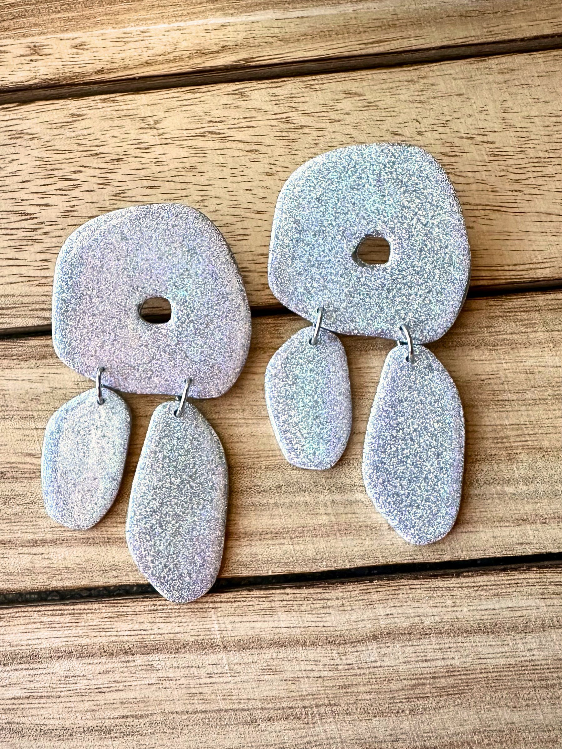 Holographic & Glitter Statement Earrings – Handmade Clay Sparkle Drops product image (7)
