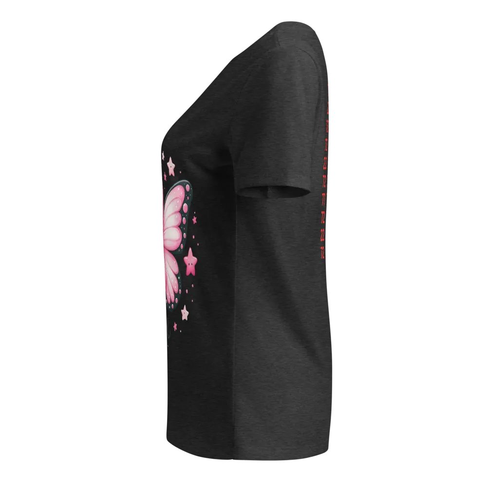 With Hope Butterfly Breast Cancer Awareness V-Neck T-Shirt – Wear Hope, Spread Strength 💖🦋 product image (5)