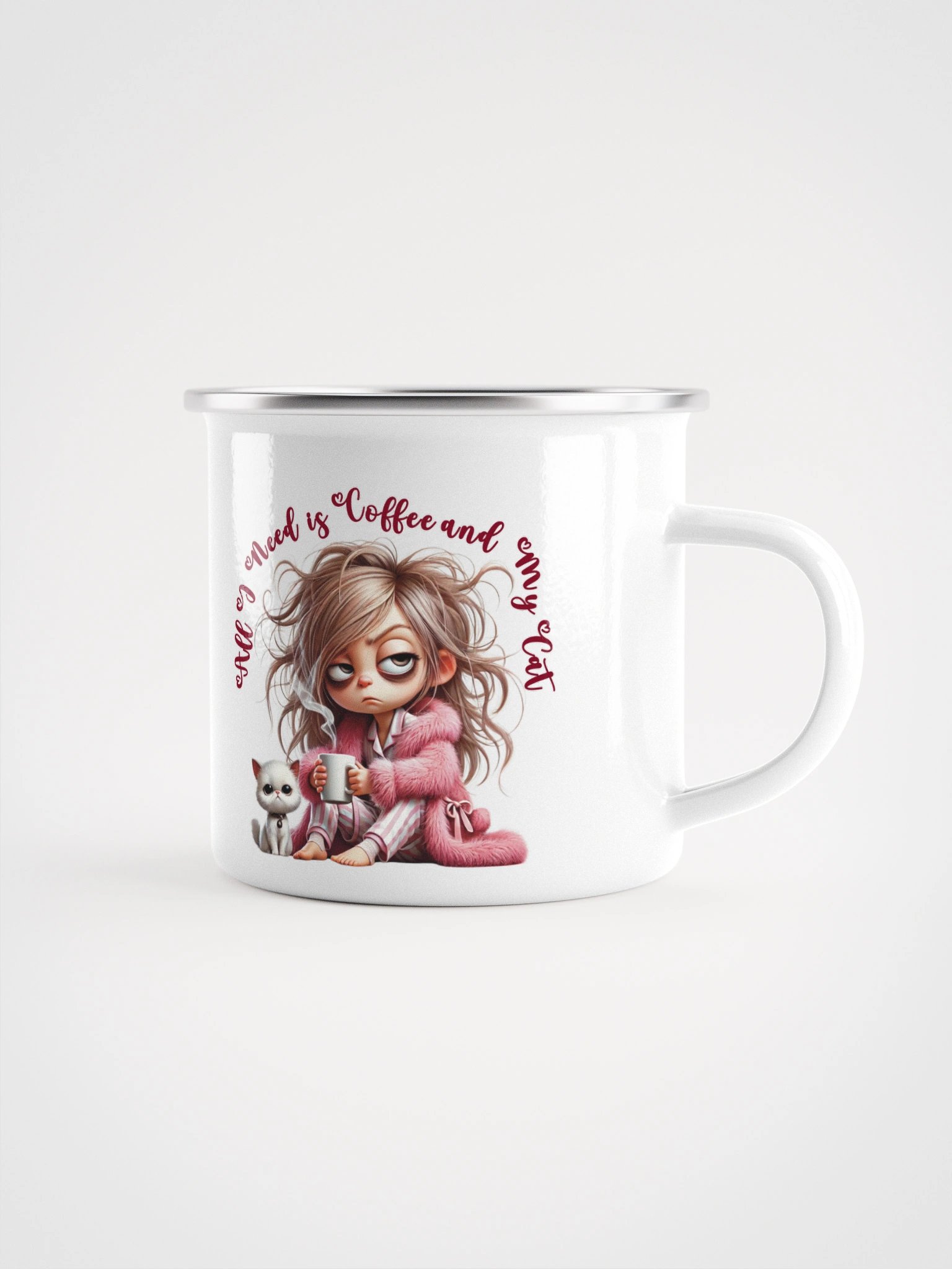 All I Need Is Coffee and a Cat Enamel Mug product image (1)