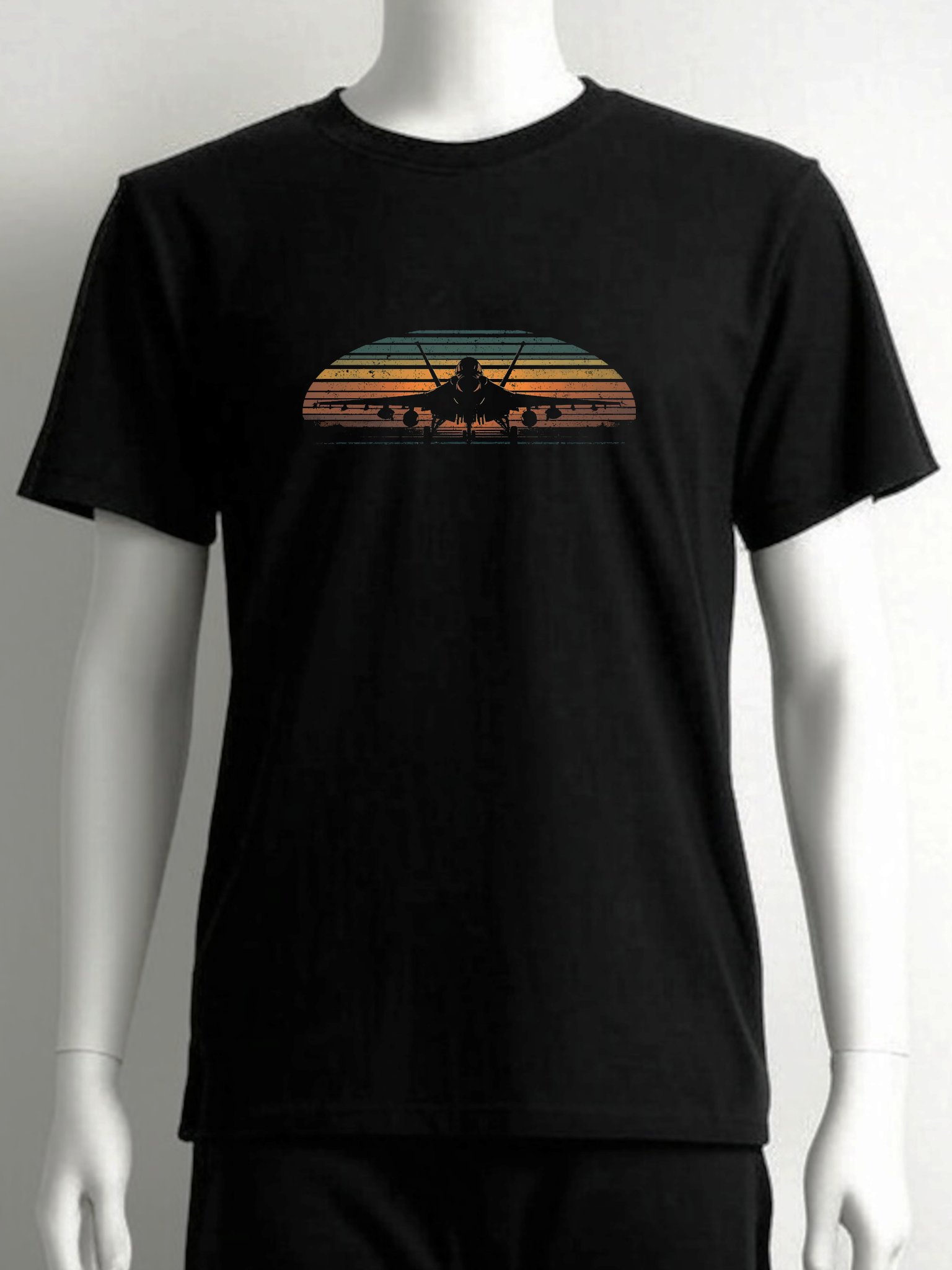 Afterburner Sunset – Retro Fighter Jet T-Shirt product image (1)
