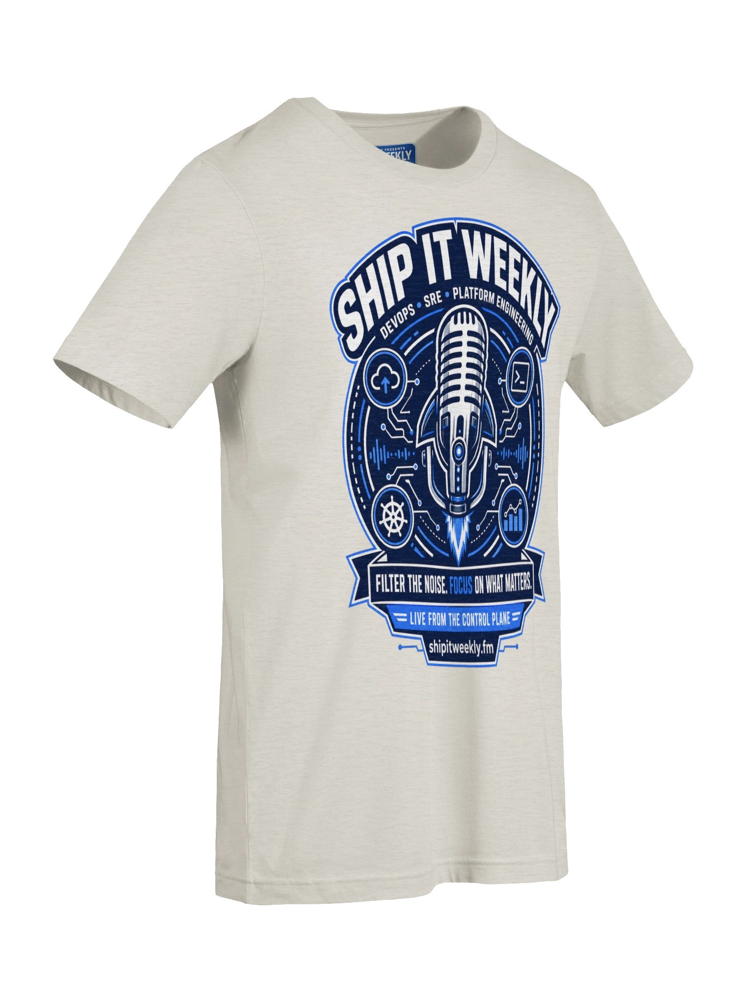 Rocket Mic Control Plane | Ship It Weekly DevOps Tee product image (7)
