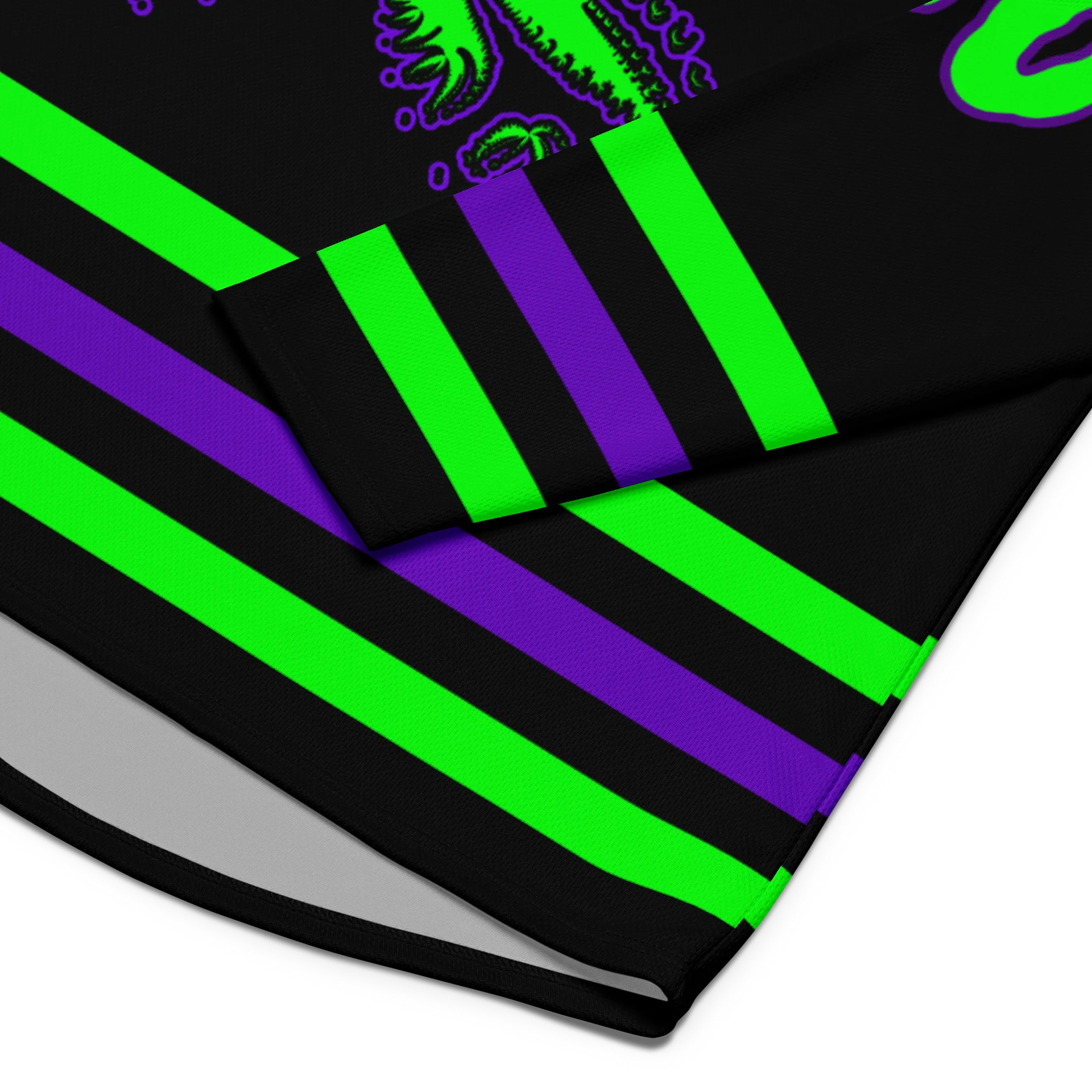Stoner Raver 420 Hockey Jersey, Cannabis EDM Shirt, Gothic Alt Rave Wear, Weed Music Festival Clothes, Black Purple Neon Green Pot Leaf Top product image (7)