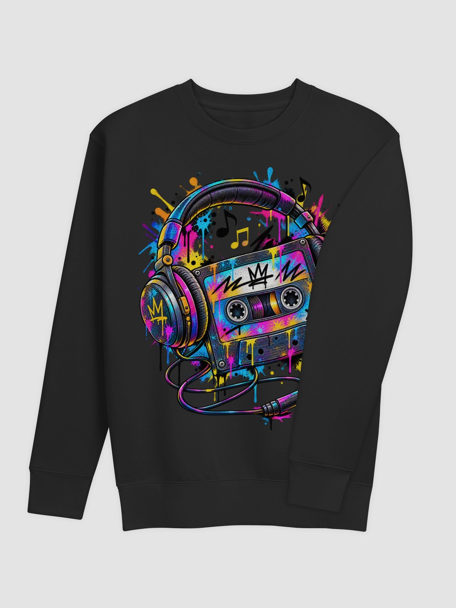 Retro 90s Cassette Tape Graphic Sweatshirt - Stylized Vintage Music Pullover product image (16)