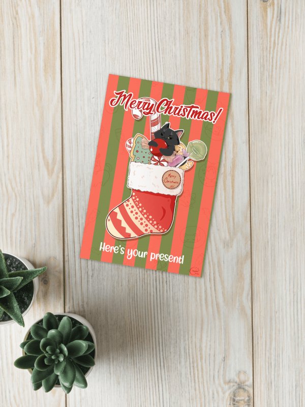 Christmas cat stocking - Printable Christmas Card | Digital Download product image (4)