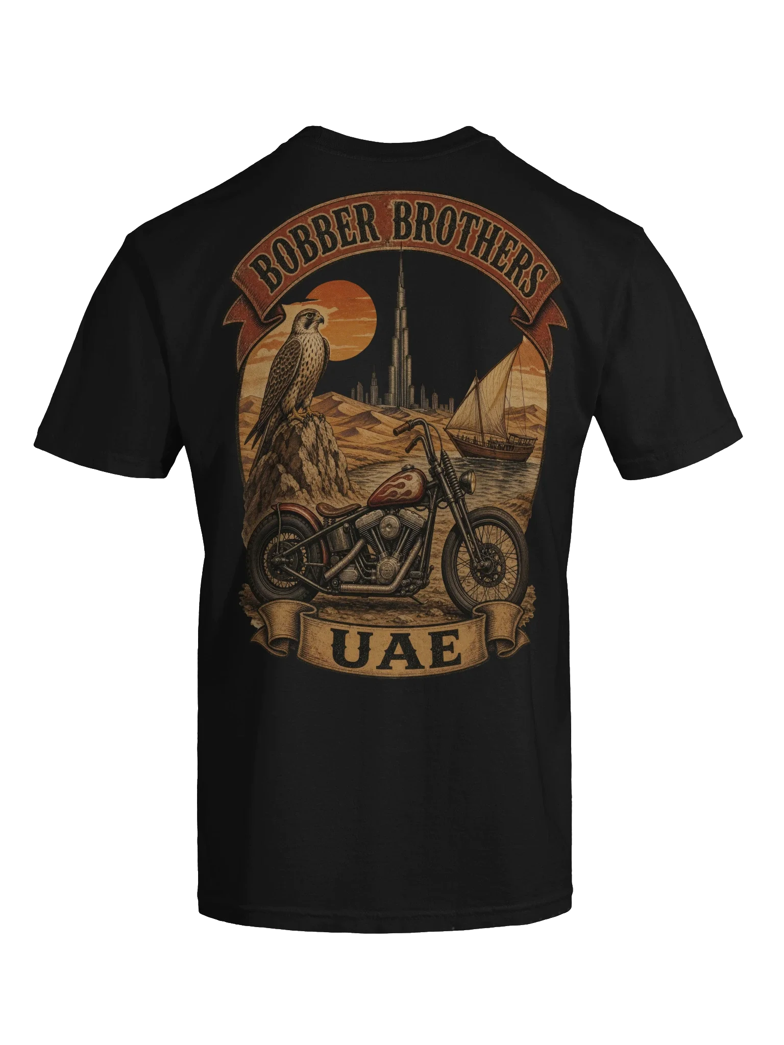 United Arab Emirates motorcycle t-shirt design by Bobber Brothers