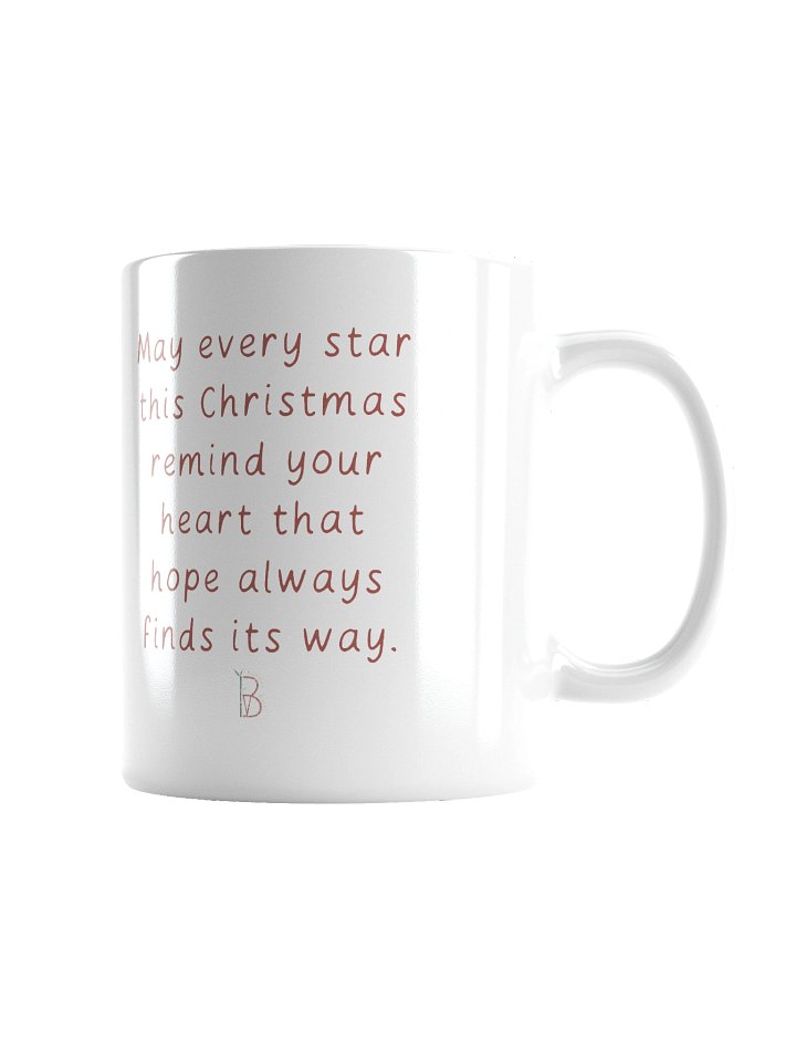 White glossy mug winter heart home. Cozy Christmas mug with handmade winter illustration product image (2)