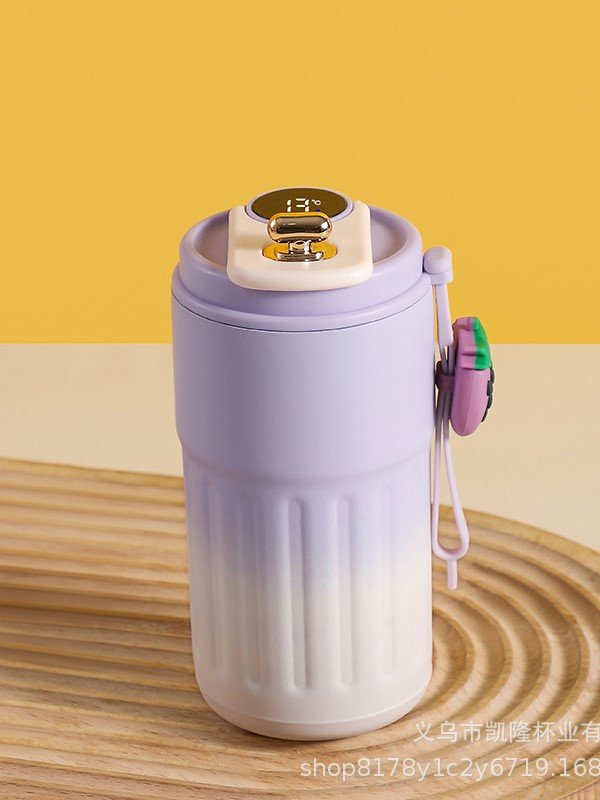 Smart Coffee Tumbler with LED Temperature Display - Insulated Leak-Proof Travel Mug with Wrist Strap - Modern Aesthetic Stainless Steel Thermal Cup product image (1)