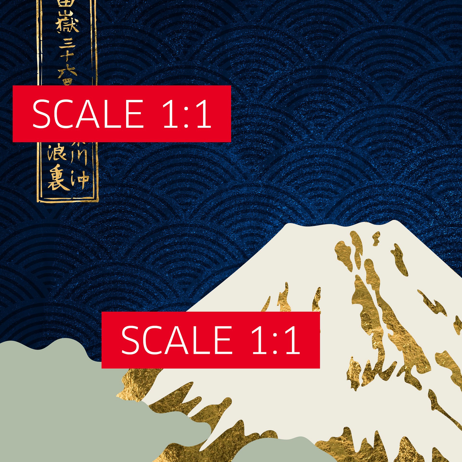 Golden landscape with moon #4 — Japanese golden poster, travel poster, aesthetic poster product image (4)