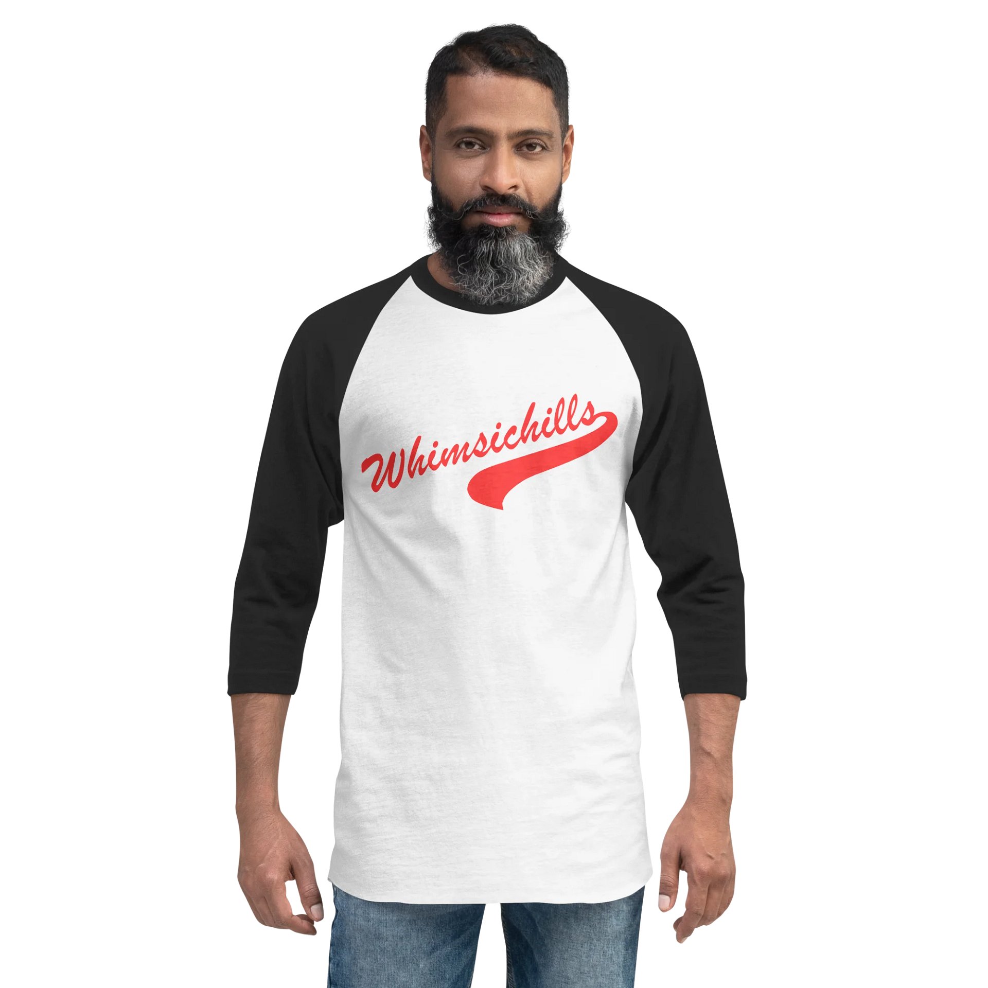 Whimsichillis Cursive Raglan Baseball Tee - Red product image (3)