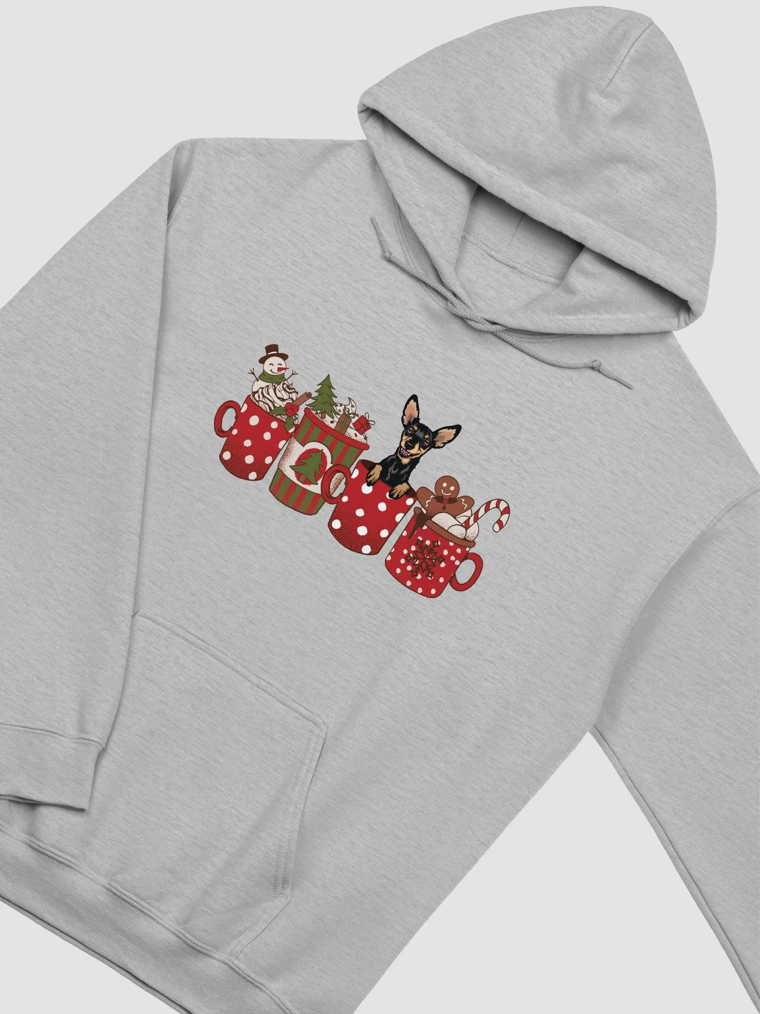 Cute Mini Pinscher in a Christmas Cup Hooded Sweatshirt | Funny Christmas Pup in a Cup product image (25)