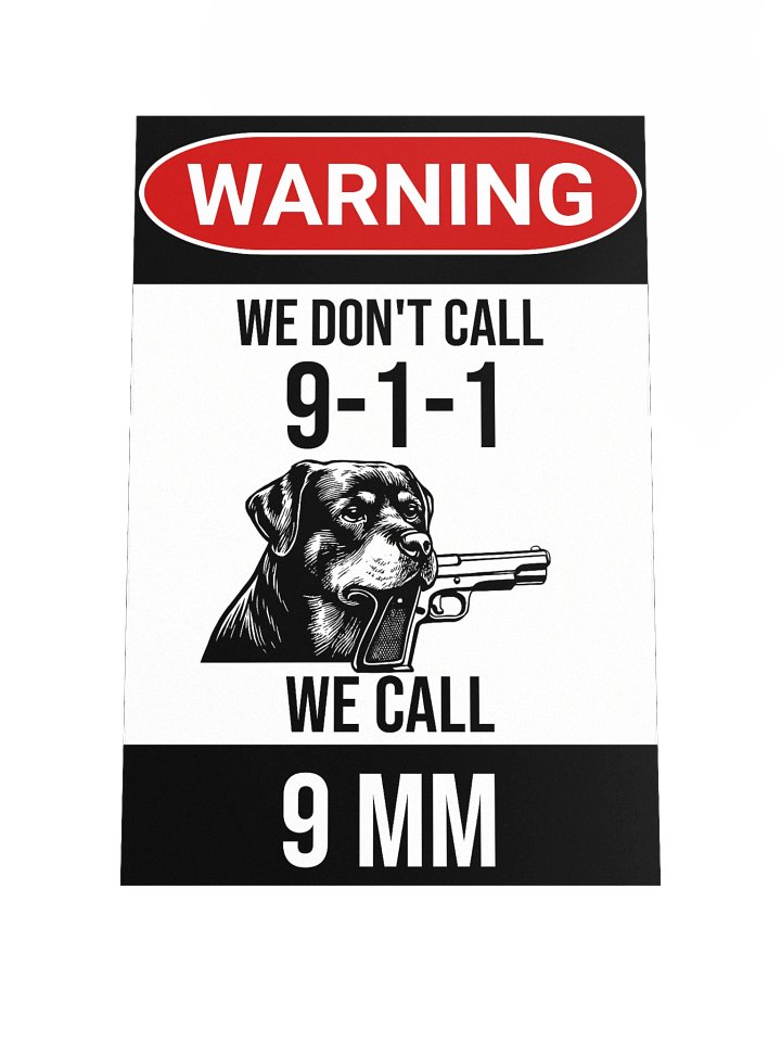 Rottweiler Warning: 9 MM Defense Poster product image (2)