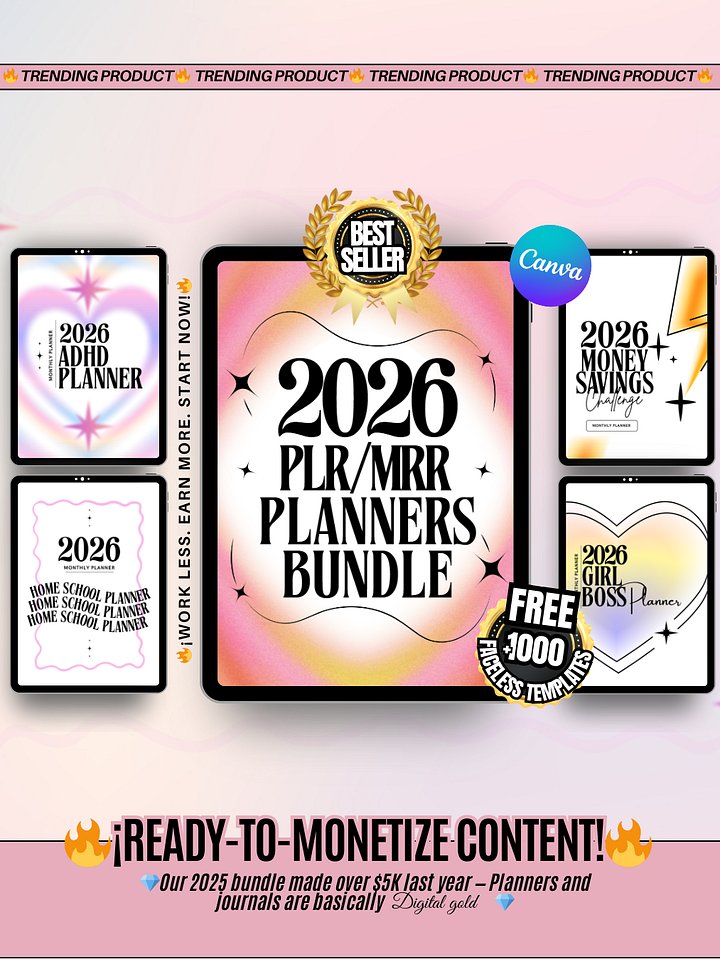 2026 Digital Planner Bundle | MRR PLR Bundle product image (1)