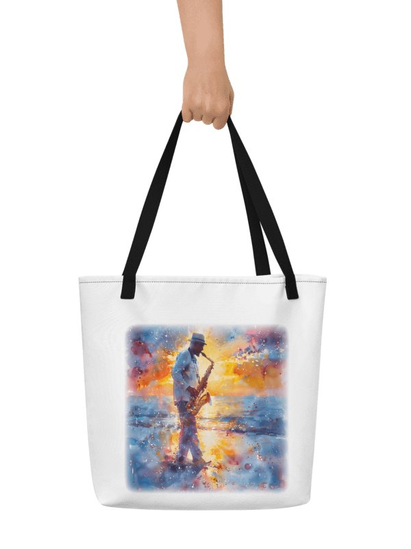 Sax on the beach tote bag with pocket product image (3)