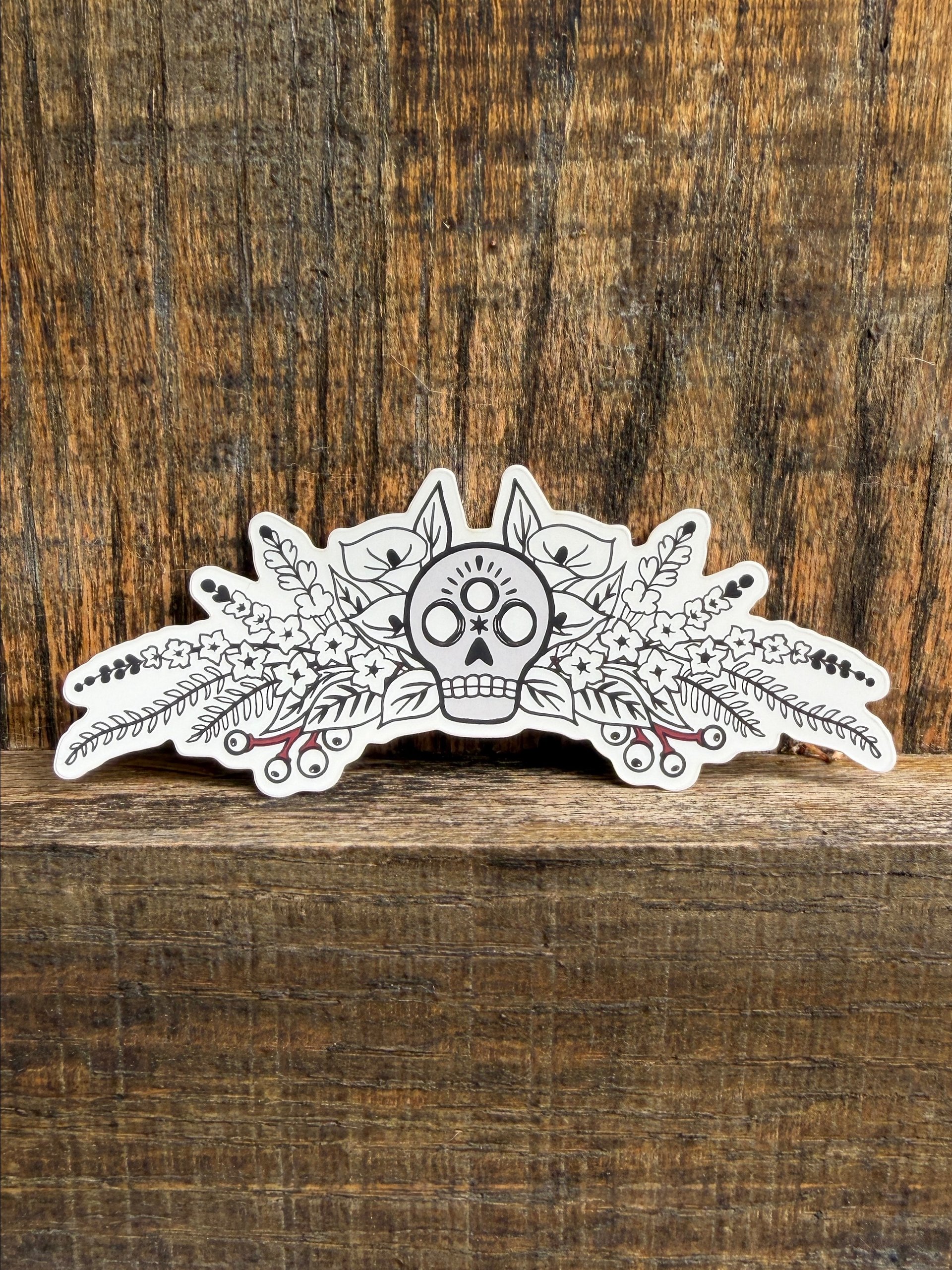 Memento in Bloom ~ Botanical Skull Sticker product image (1)