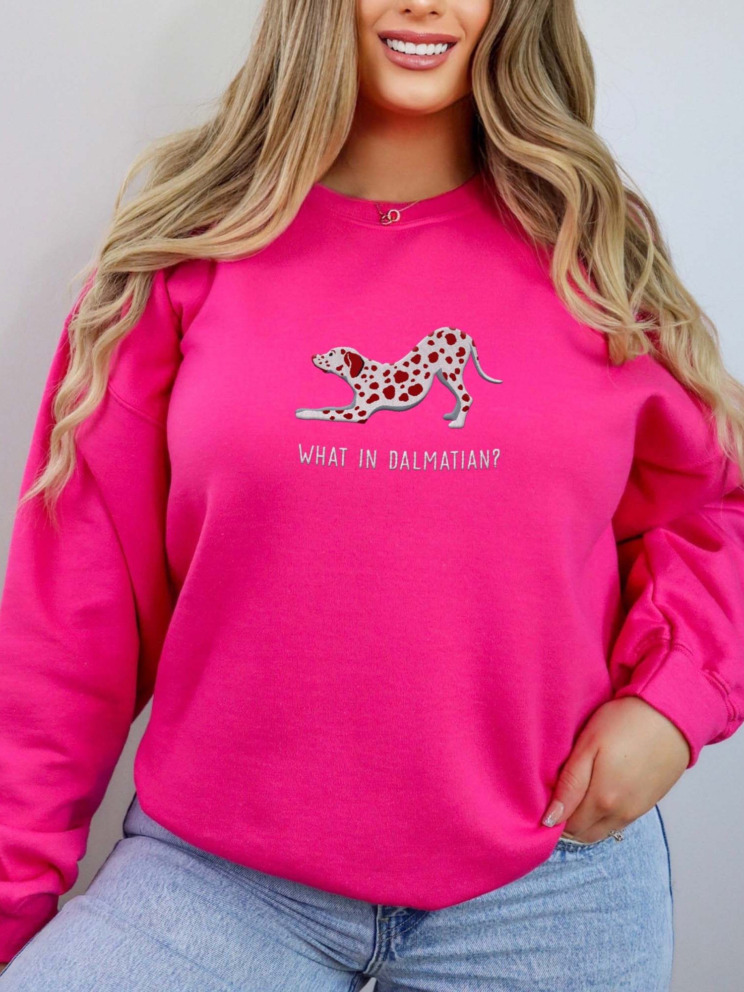 What in Dalmatian? Sweatshirt (Embroidered) of a Dalmatian(Liver) product image (2)