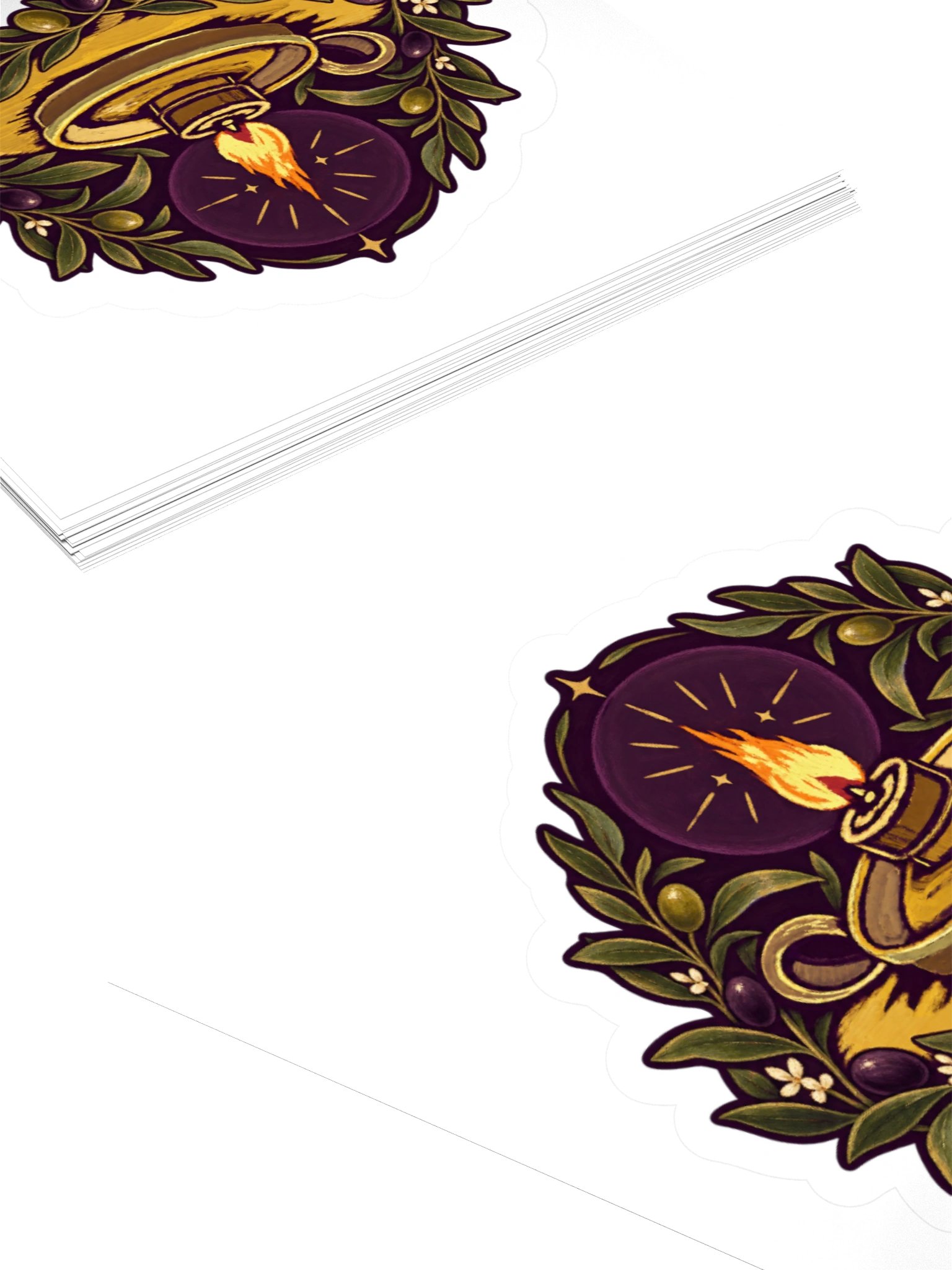 Candle Laurel Emblem Kiss Cut Sticker product image (10)