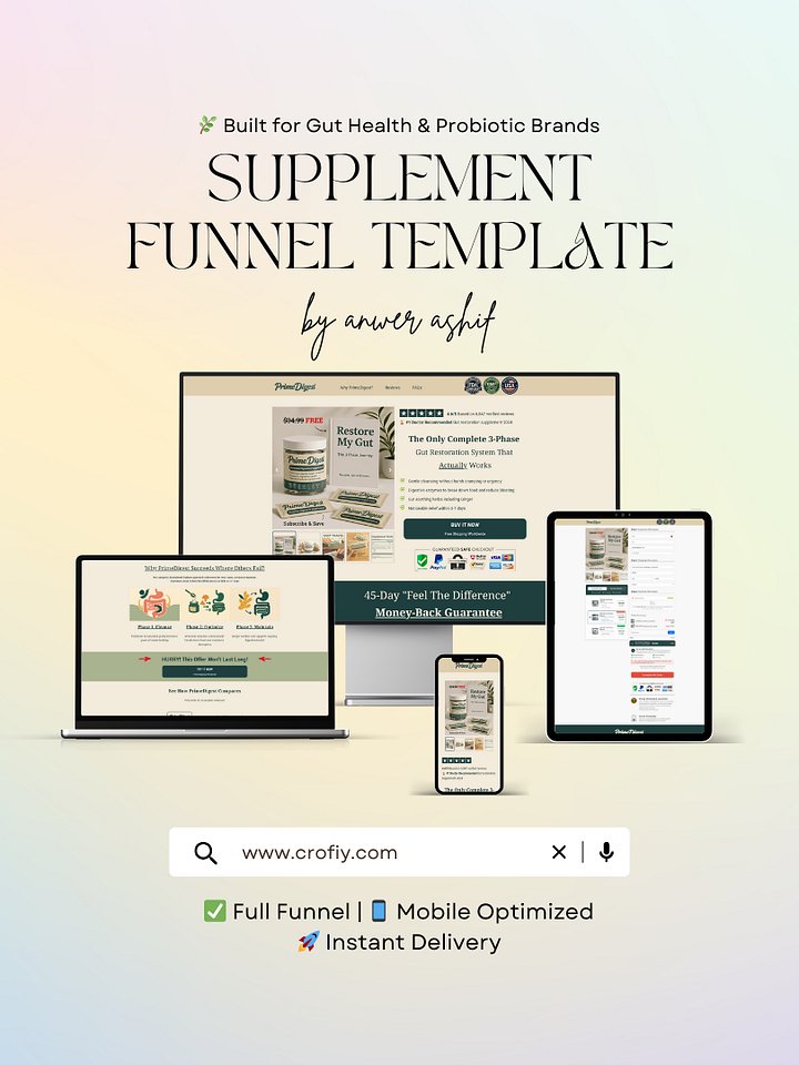 Gut Health Supplement Funnelish Template product image (1)