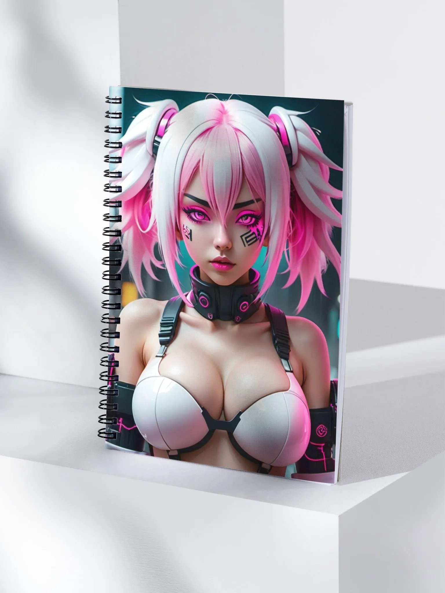 Futuristic Pink Hair Spiral Notebook product image (4)