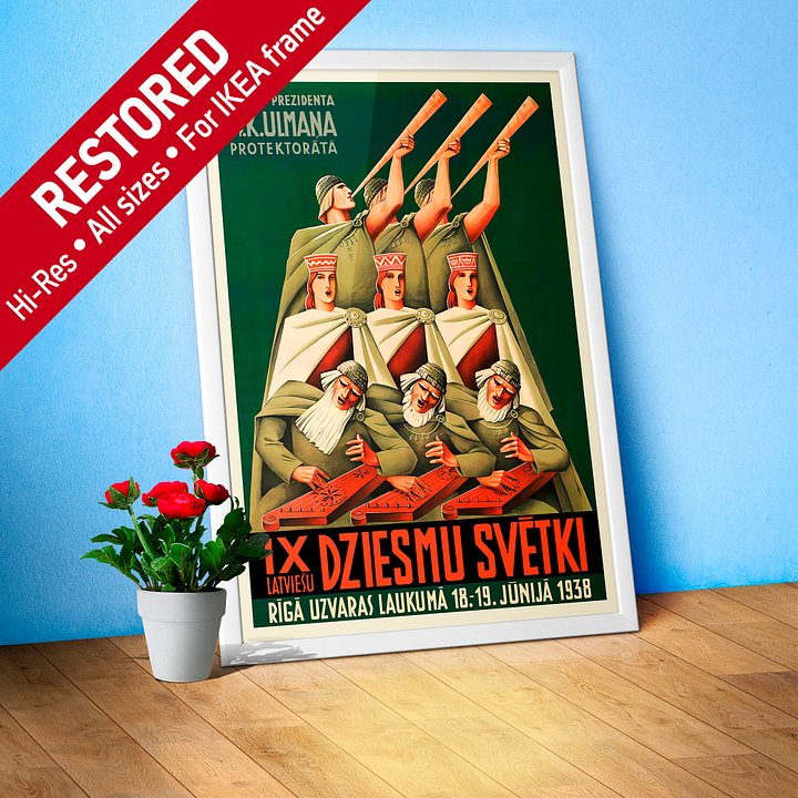 Latvia retro poster, 1938 — retro vintage travel poster, retro travel art, retro travel wall art product image (1)