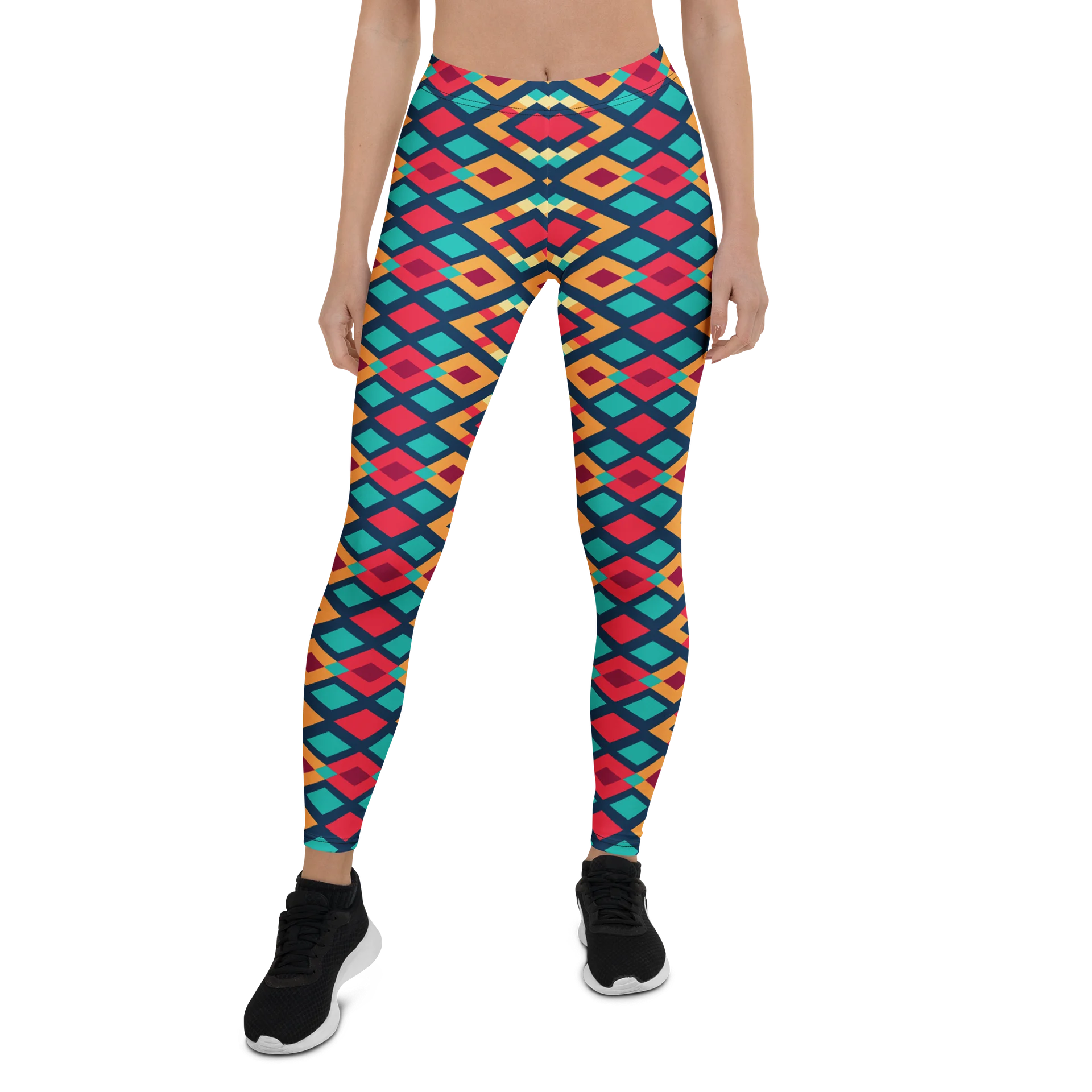 Comfortable Leggings with Colorful Geometric Triangles product image (1)