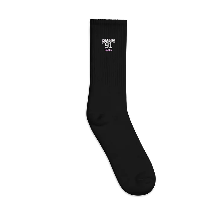 Monochrome Minimalist Embroidered Crew Socks product image (2)