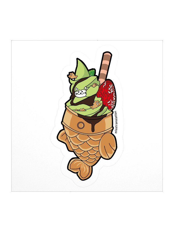 Matcha Taiyaki (with hidden cat!) Sticker product image (1)