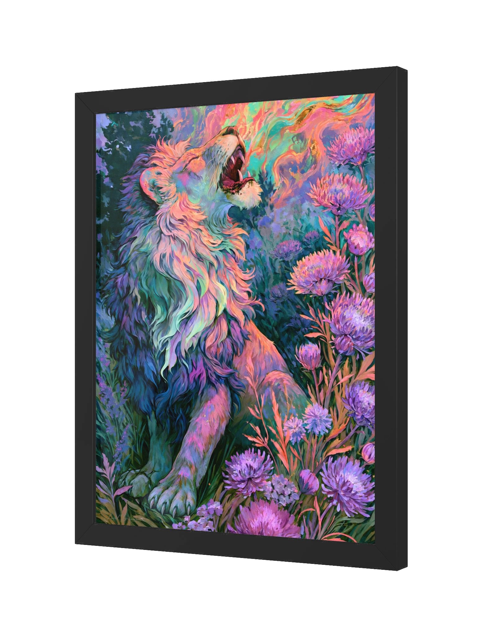 Colorful Lion Framed Art Print — The Dream That Learned to Roar product image (6)