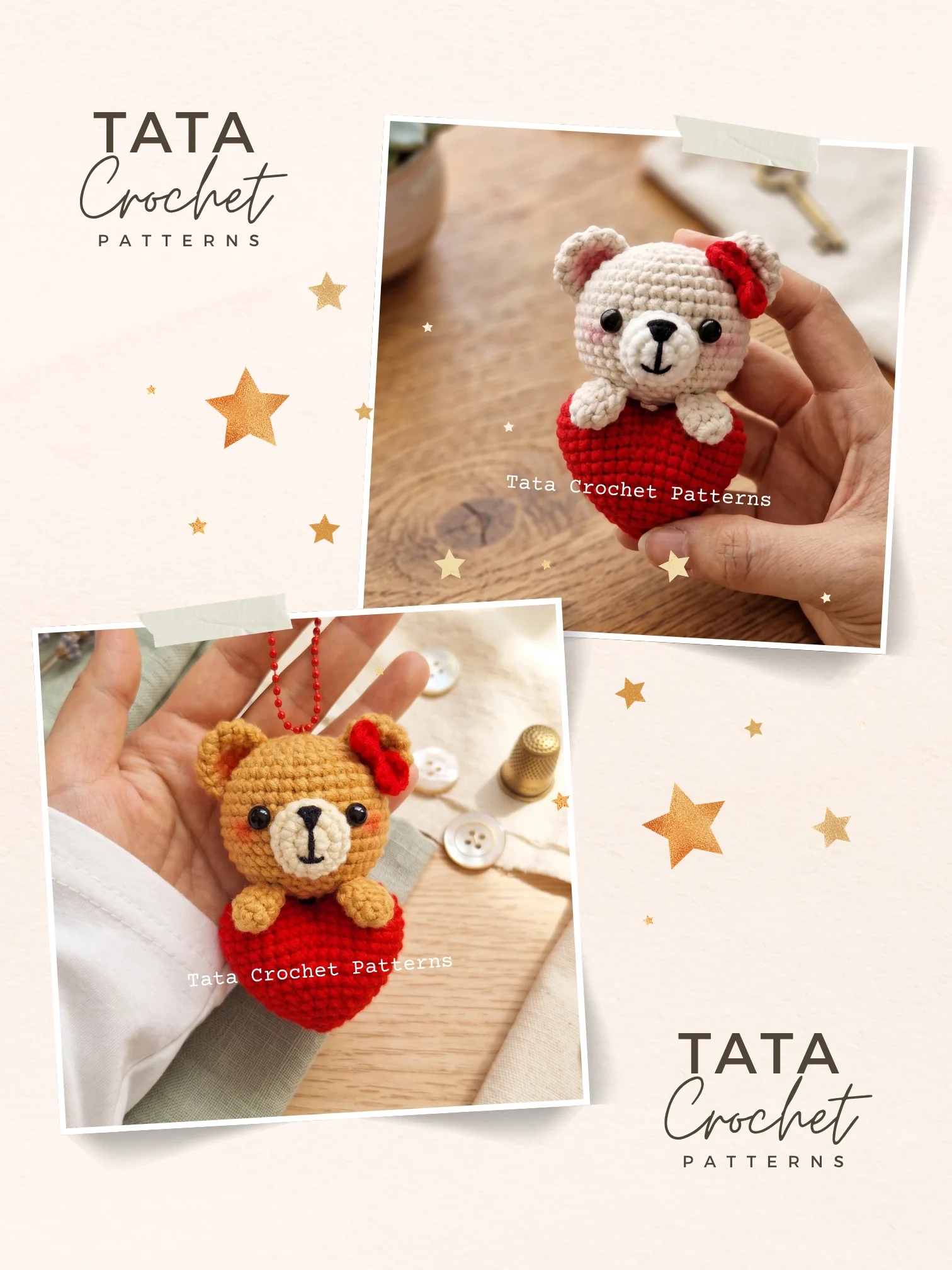 PDF Pattern | Crochet Bear With Heart Amigurumi Keychain product image (2)