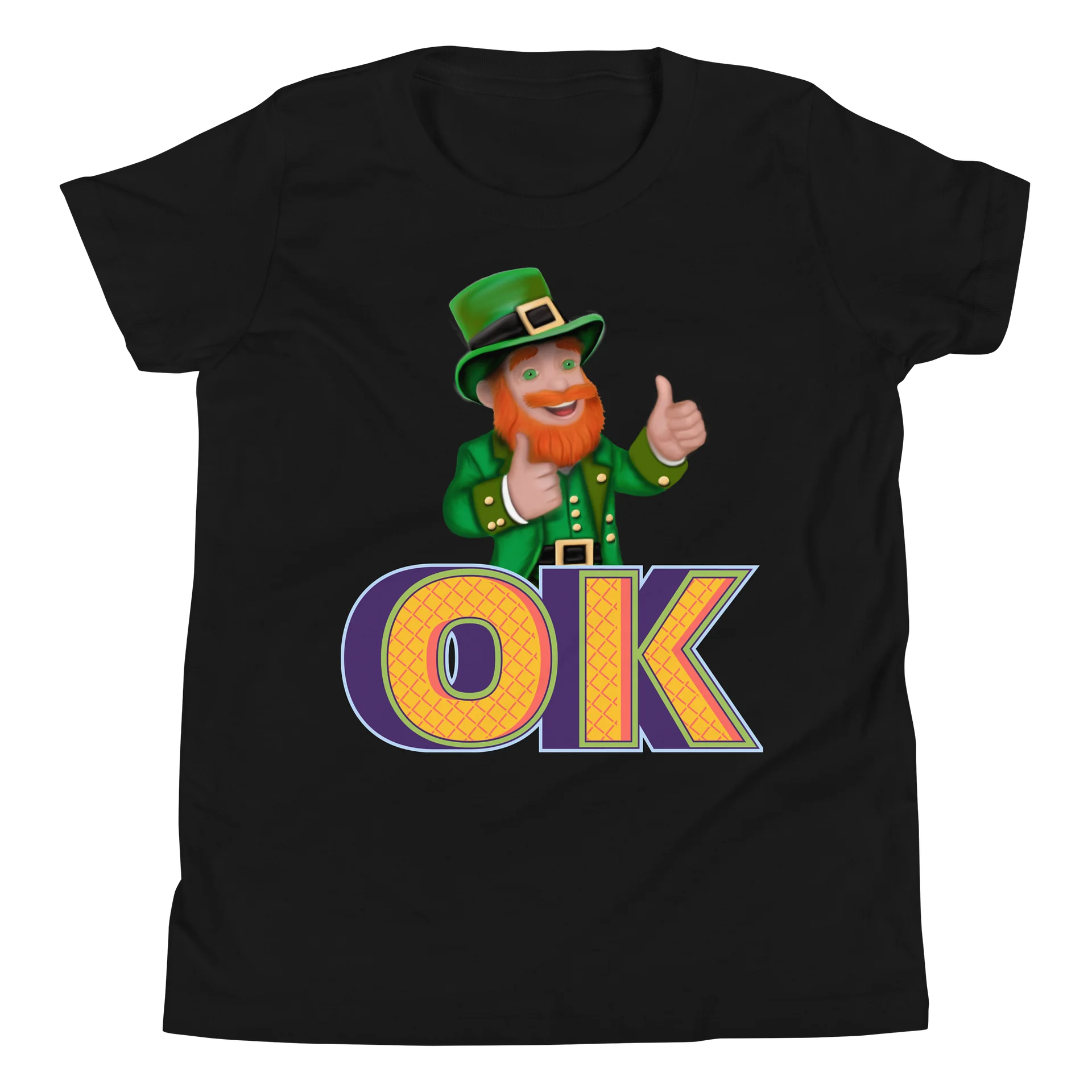 "OK" Leprechaun T-Shirt. Youth Short Sleeve T-Shirt product image (1)