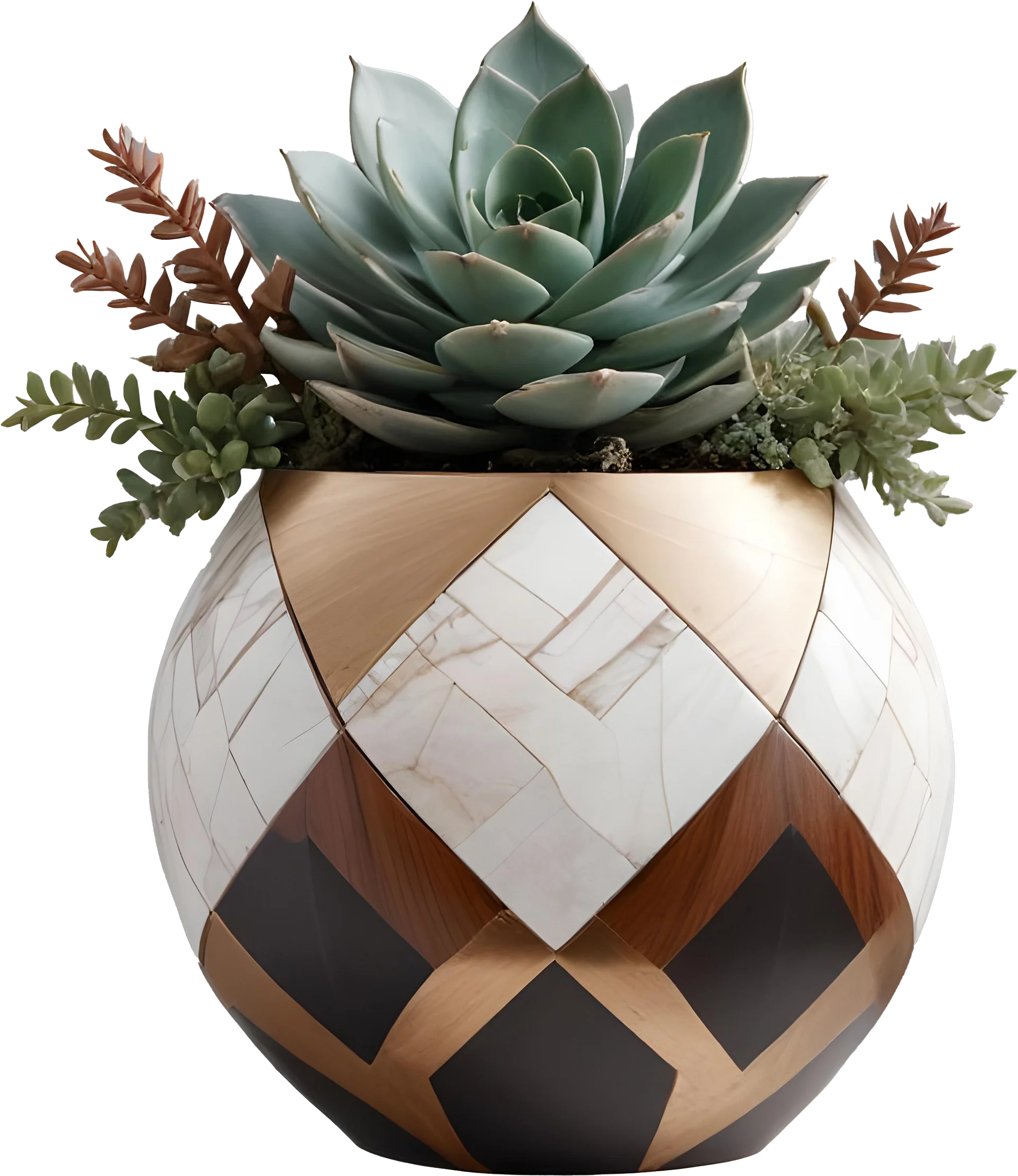 Earthly Symphony – Mosaic-Inspired Succulent Vase PNG product image (1)