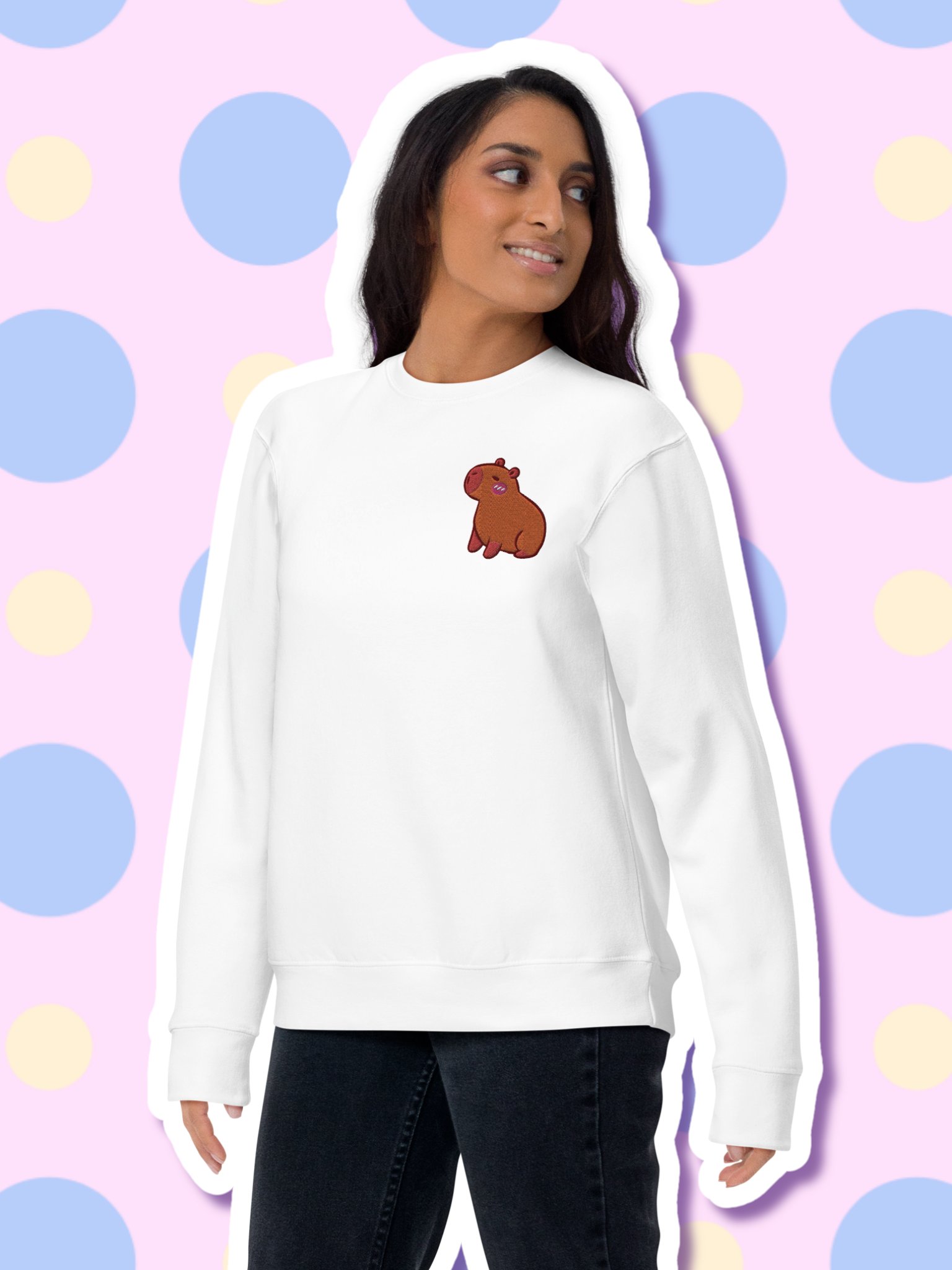 Cute Capybara Embroidered Premium Sweatshirt product image (4)