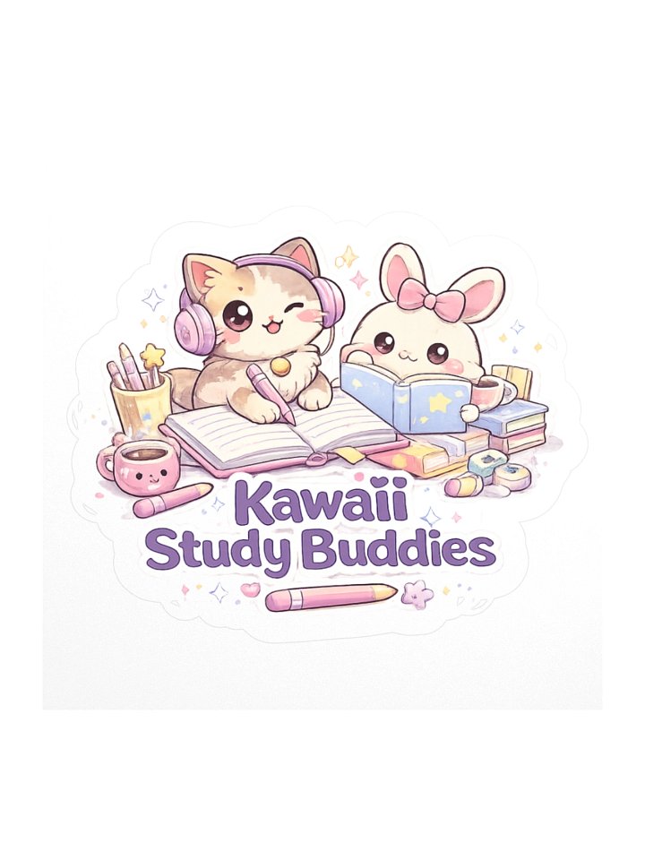 Kawaii Study Buddies Kiss-Cut Stickers 🐾📚💕 product image (1)