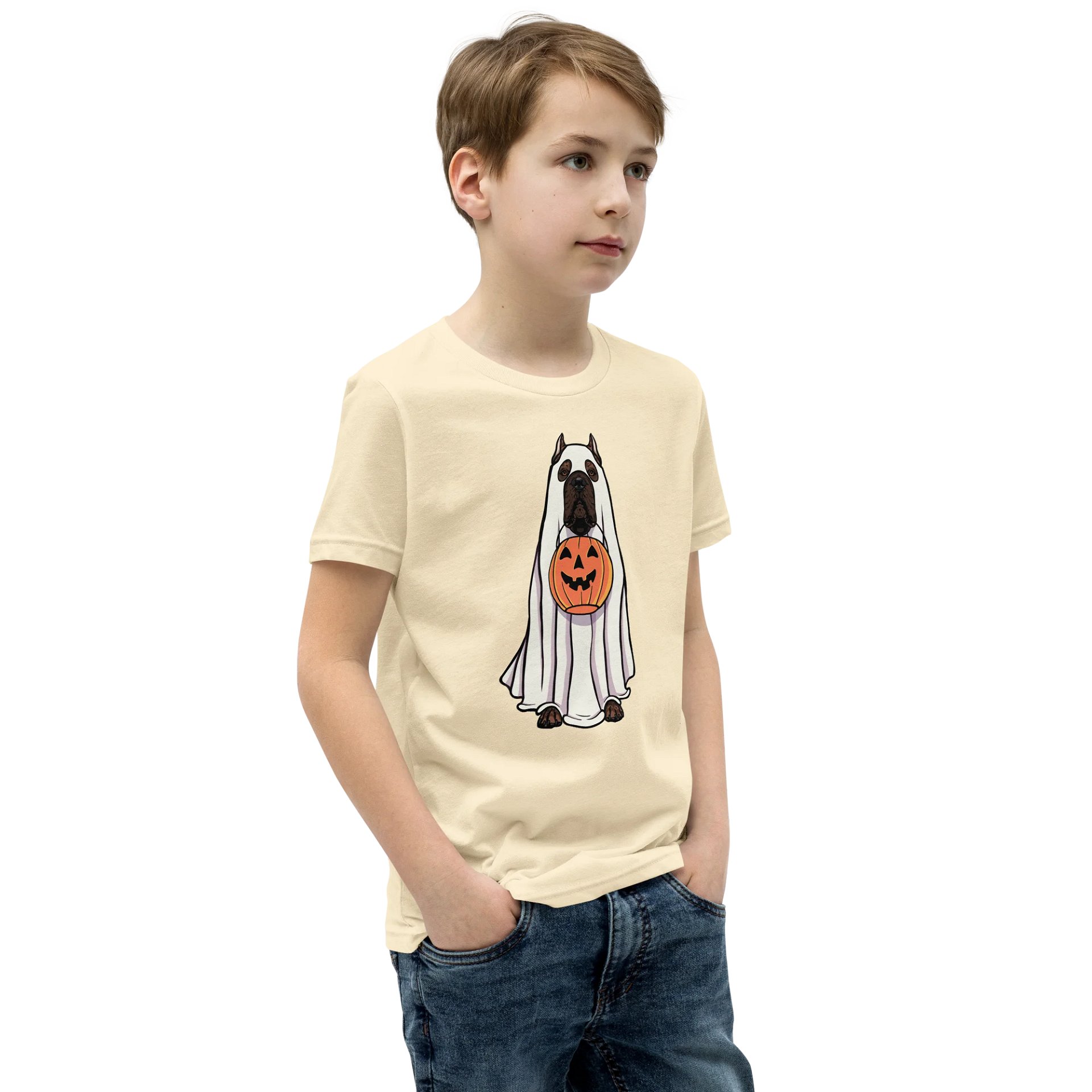 Halloween Cane Corso(Brindle, Cropped Ears) Youth T-Shirt product image (2)