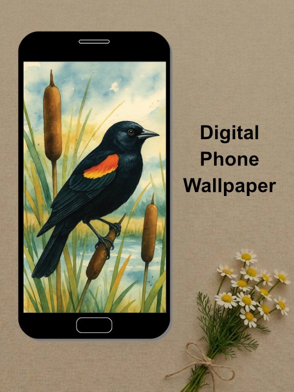 Red-Winged Blackbird Phone Wallpaper product image (1)