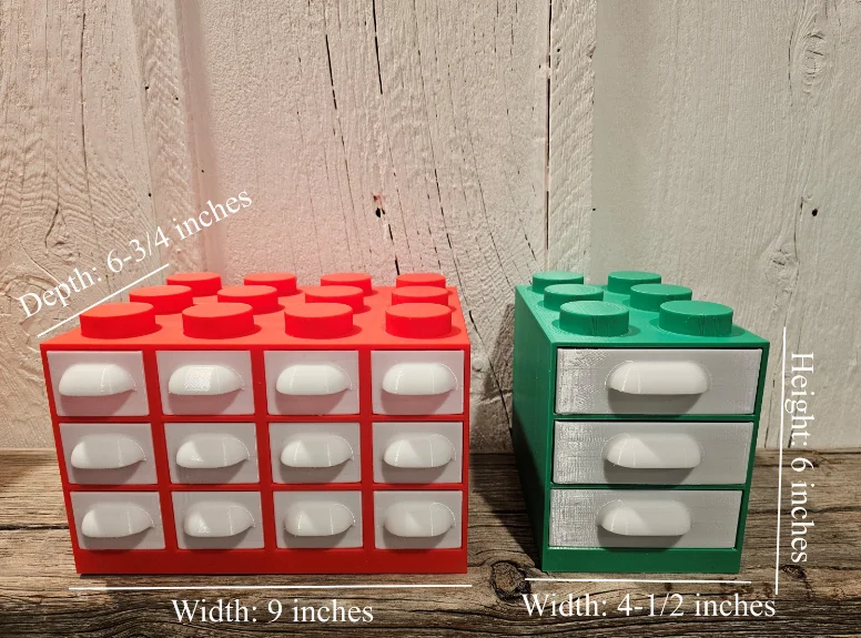 Stackable 3D Printed Organizer Drawers, Building Brick-Style Storage Bins for Toys, Crafts, Sewing or School Supplies, Decorative Organizers product image (1)