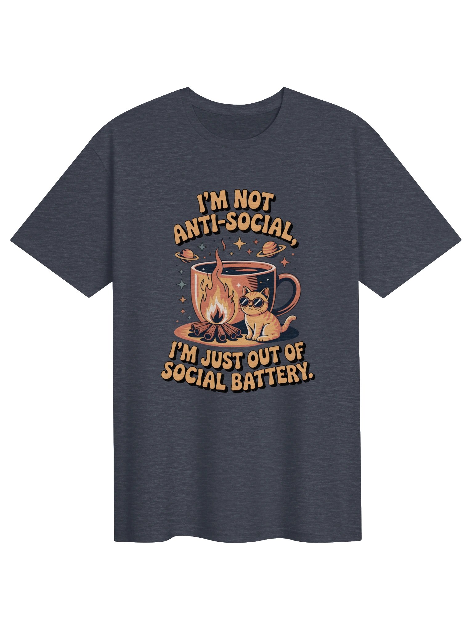 Funny Introvert Cat Coffee T-Shirt – “I’m Not Anti-Social” Graphic Tee product image (1)