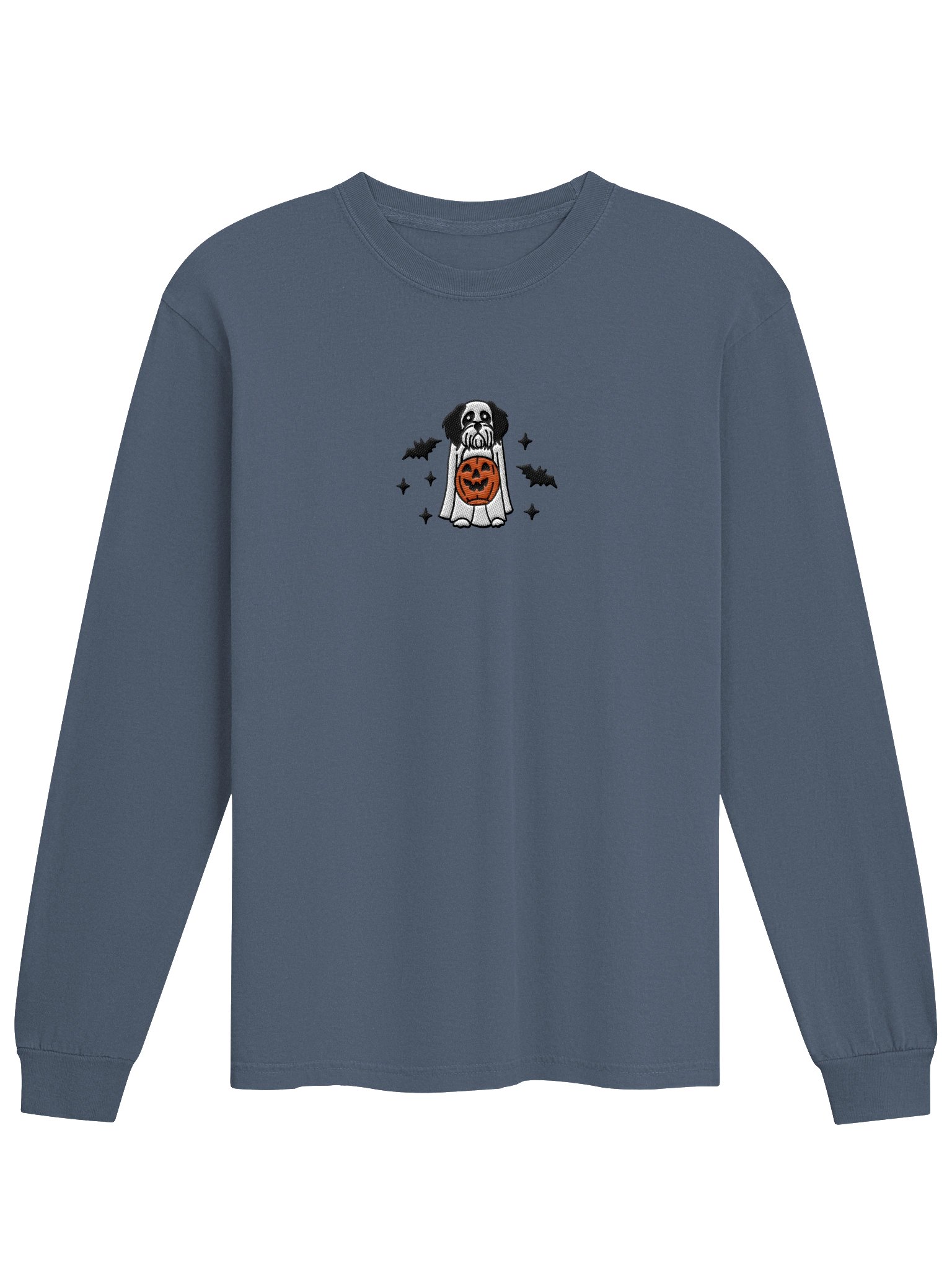 Halloween Shih Tzu(Black & White) Embroidered Long-Sleeve T-Shirt product image (5)
