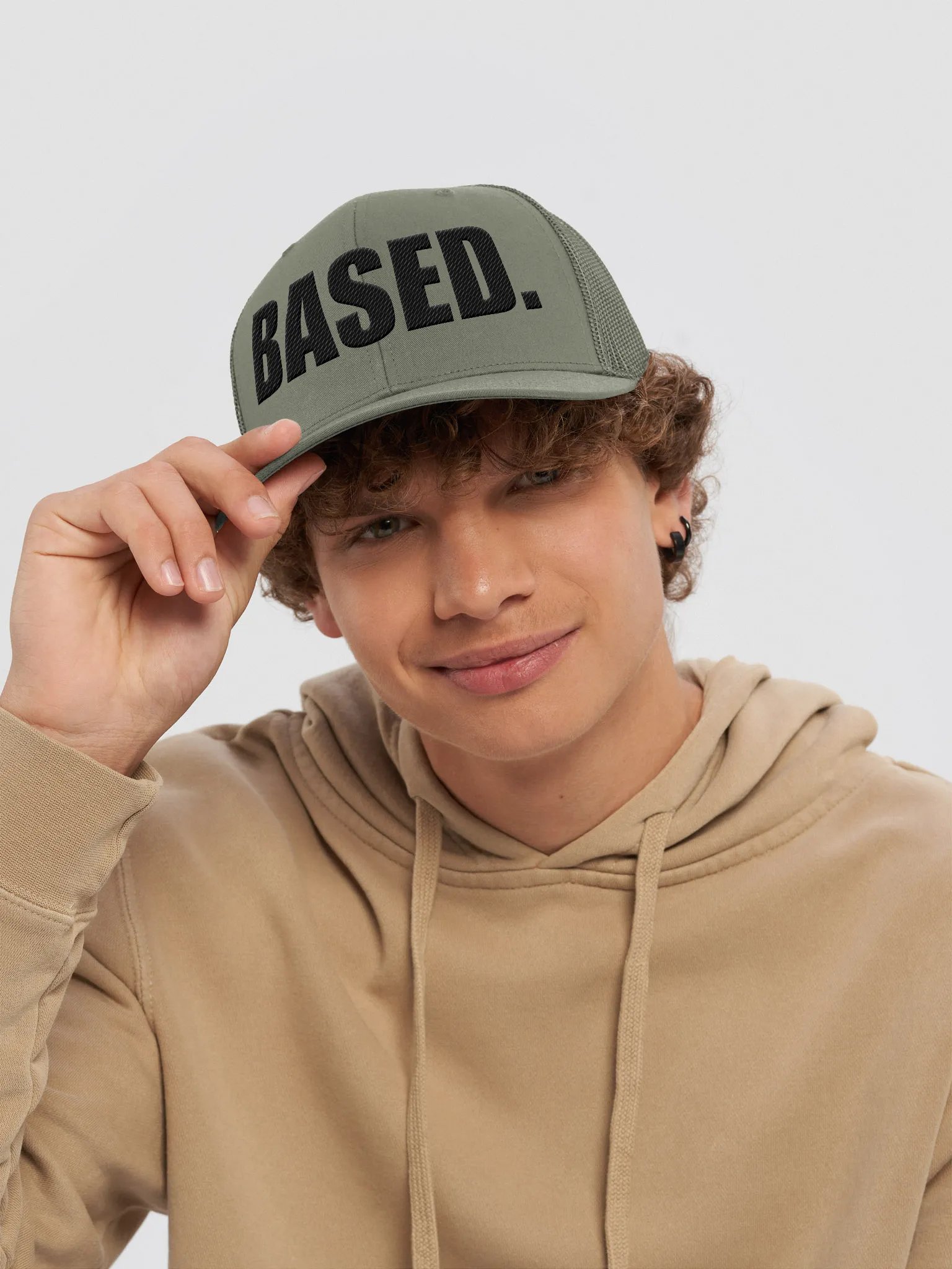 BASED. Trucker Hat (Black Font) | Christian Stoic Blog