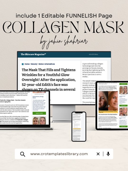 Bio Collagen Mask Funnelish Advertorial Template product image (1)