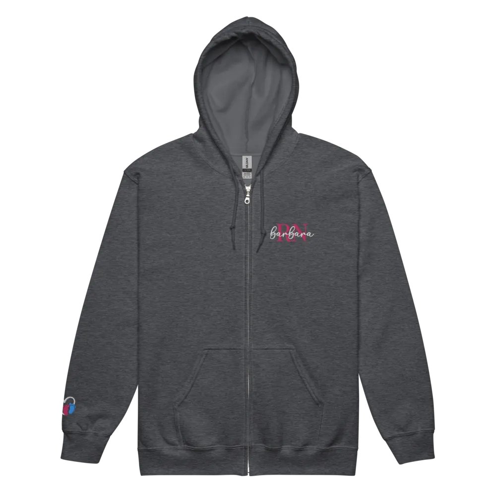 Personalized Embroidered Monogram Hooded Full Zip Jacket. (With Sleeve Element) product image (3)