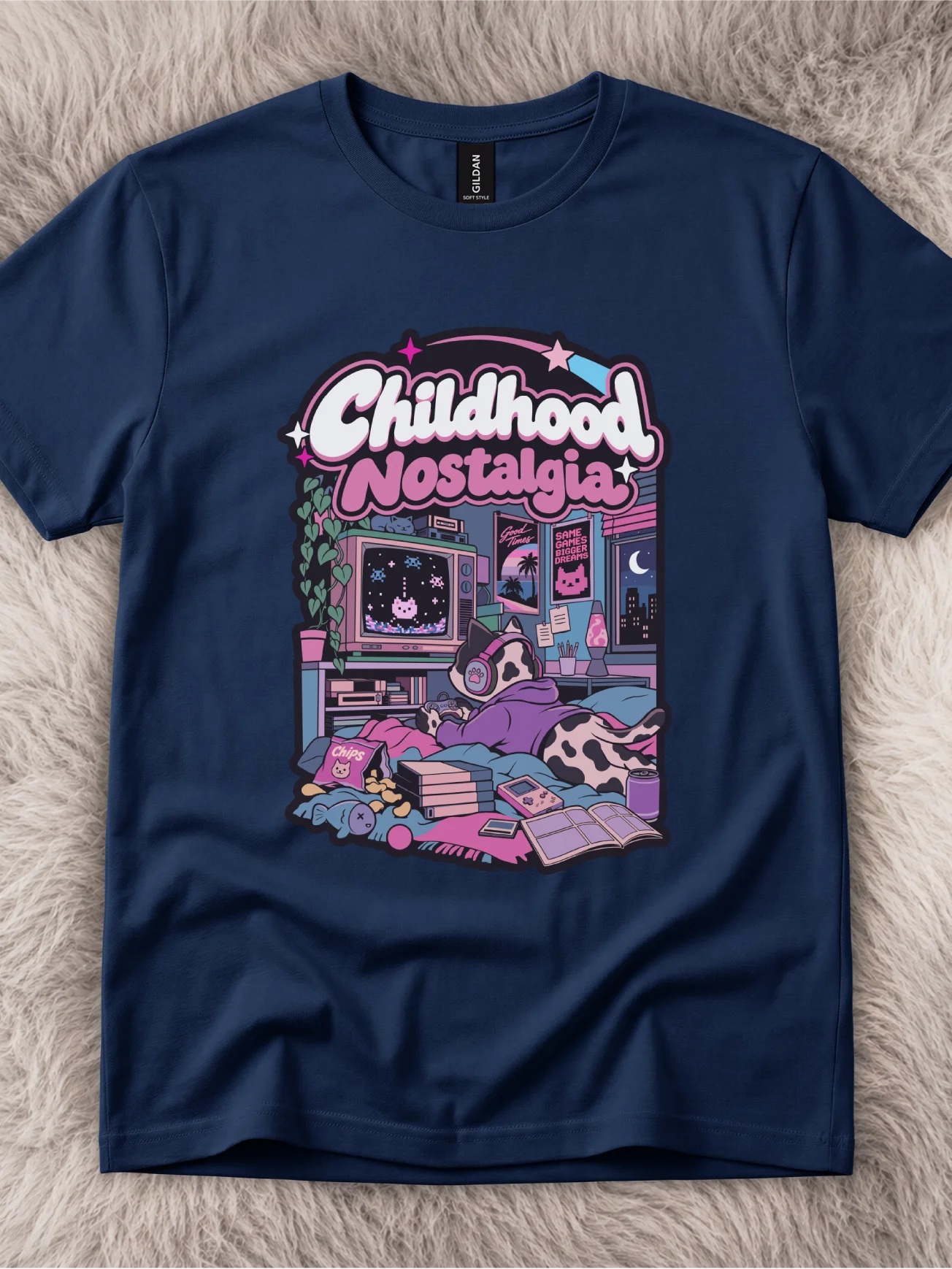 Childhood Nostalgia Cow Cat Shirt product image (1)