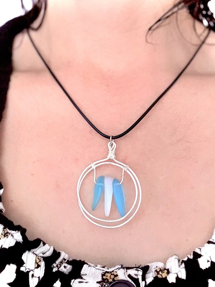 MFD-00224 | Ocean Wings | Aqua & Frosted Sea Glass Pendant Necklace | Handmade Coastal Charm Jewelry by Monique Faella Designs™ product image (1)