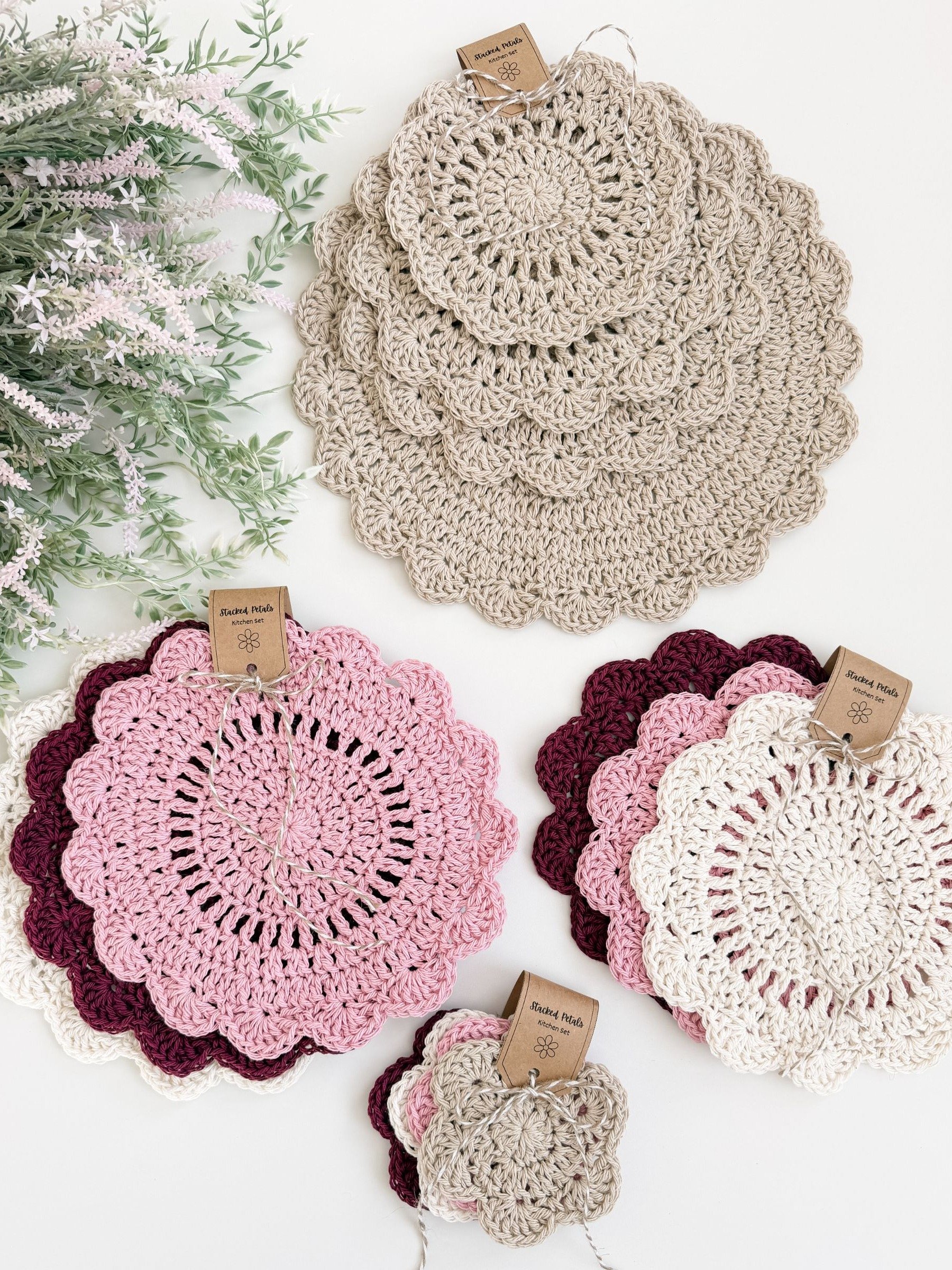 Stacked Petals Kitchen Set Crochet Pattern product image (1)