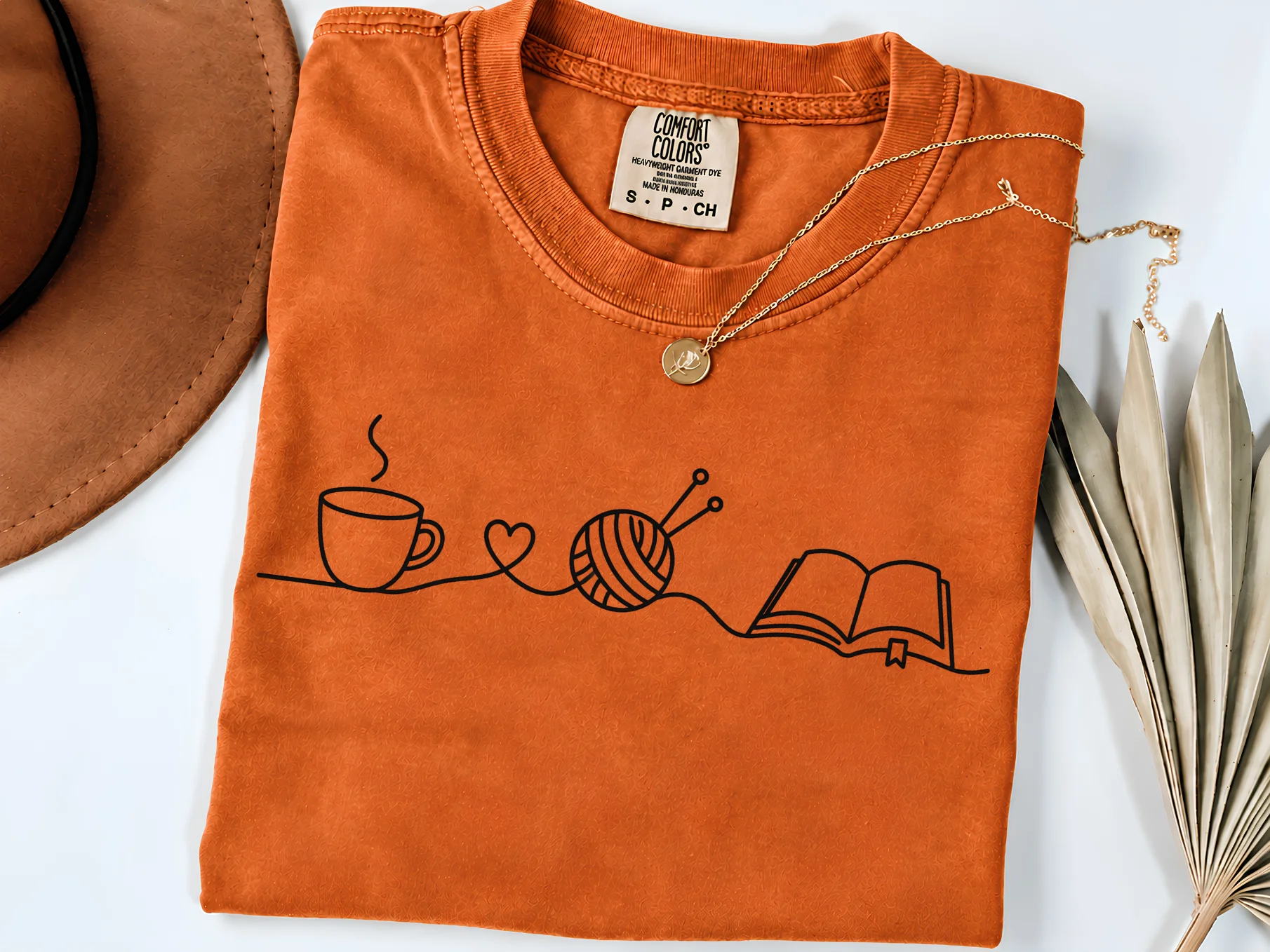 Cozy Hobbies T-Shirt, Book Lover Coffee Shirt, Knitting Gift, Minimalist Hobby Tee, Reading and Yarn Lover Gift product image (5)