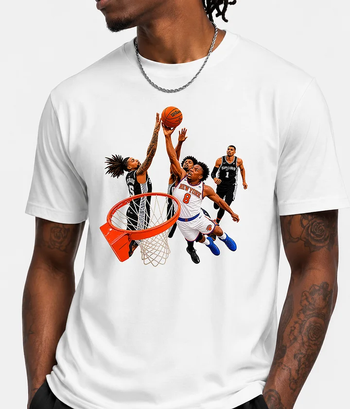 Vintage New York Basketball Graphic Tee - Heavyweight Posterized Dunks Hoops Shirt product image (1)