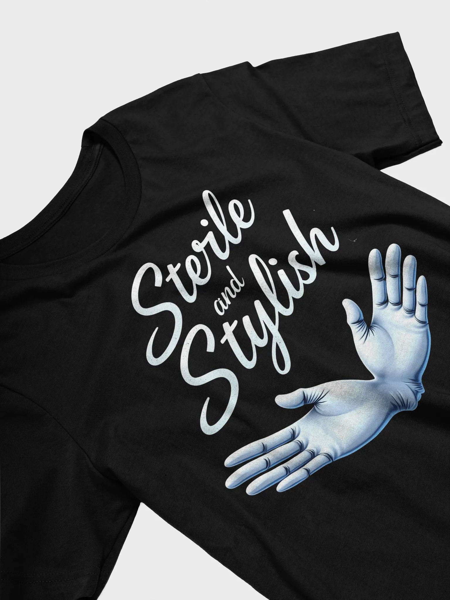Sterile & Stylish Blue Gloves T-Shirt product image (21)