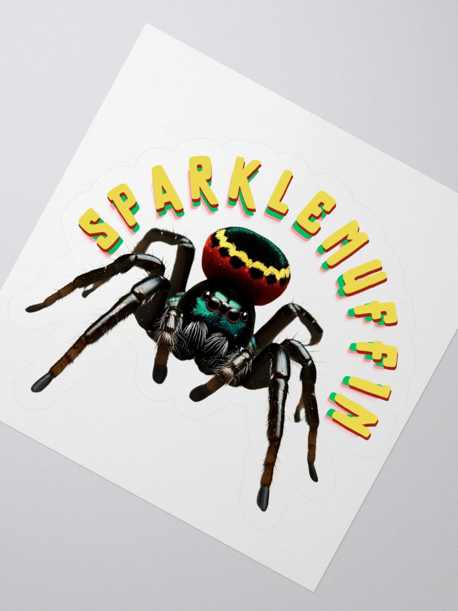 Sparklemuffin - Peacock Spider with Rasta Colors Sticker product image (6)