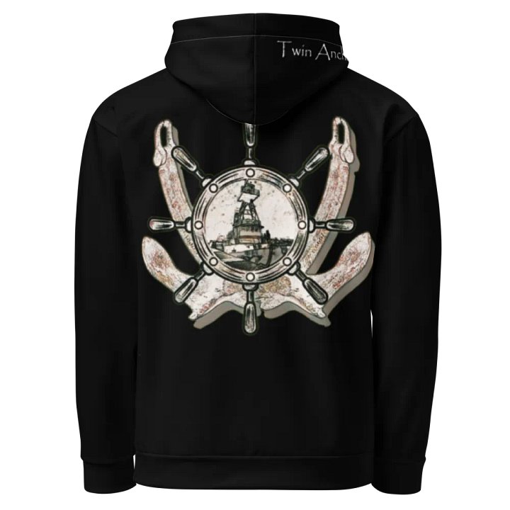 2 Anchor - Ship wheel & Tug CE (Black) – Performance Marine Wear | Twin Anchor Apparel North Current Line product image (1)